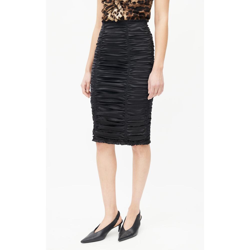 Dolce & Gabbana black ruched‎ silk pencil skirt size 40